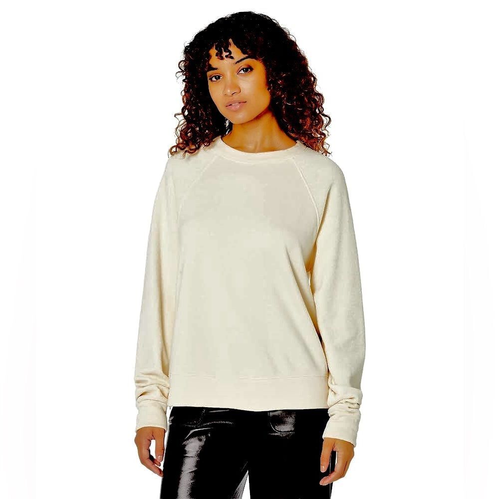 Monrow Ht1288-reverse Mix Teddy Fleece  Off White Sweatshirt with Side Zipper M